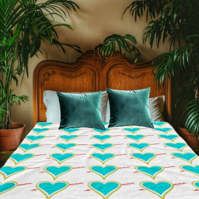 Text. Herz & Pfeil-Gold-Wht Fleecedecke (Cuddle up this February, in this Text. Heart & Arrow Gold-Wht Fleece Blanket!)