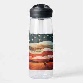 Text hinzufügen - Cowboy-Reiten in Flag Sunset Trinkflasche