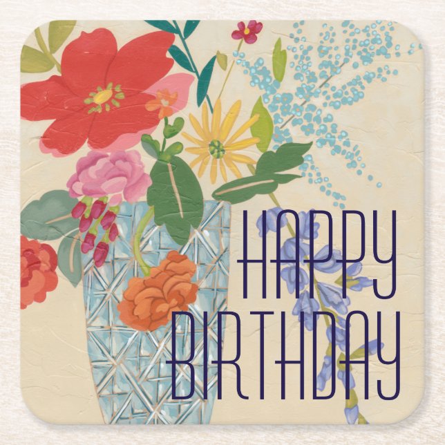 Text hinzufügen | Frühjahrsblüten II Rechteckiger Pappuntersetzer (Vorderseite)