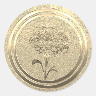 Text hinzufügen Goldene Nelke Januar  Runder Aufkleber