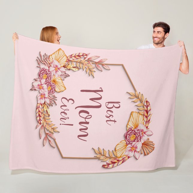 Text hinzufügen Name Boho Blume Frame Beste Mama ä Fleecedecke (Beispiel)