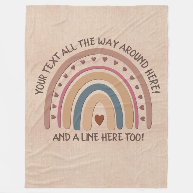 Text hinzufügen Name Boho Rainbow Heft Soft Brown  Fleecedecke (Vorderseite)
