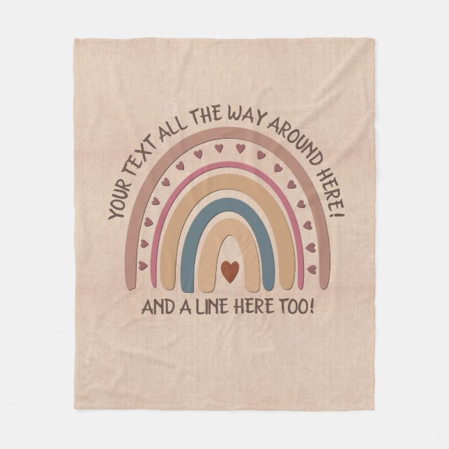 Text hinzufügen Name Boho Rainbow Heft Soft Brown  Fleecedecke (Vorderseite)