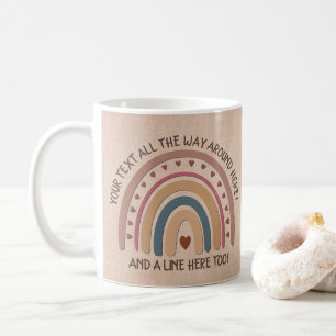 Text hinzufügen Name Boho Rainbow Heft Soft Brown  Kaffeetasse