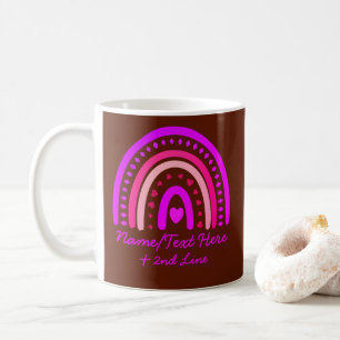 Text hinzufügen Name Boho Regenbogen Herz rosa bra Kaffeetasse