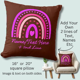 Text hinzufügen Name Boho Regenbogen Herz rosa bra Kissen