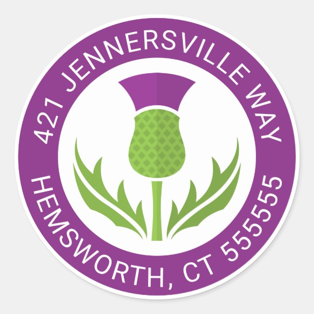 Text hinzufügen | Thistle Address Runder Aufkleber (Vorderseite)