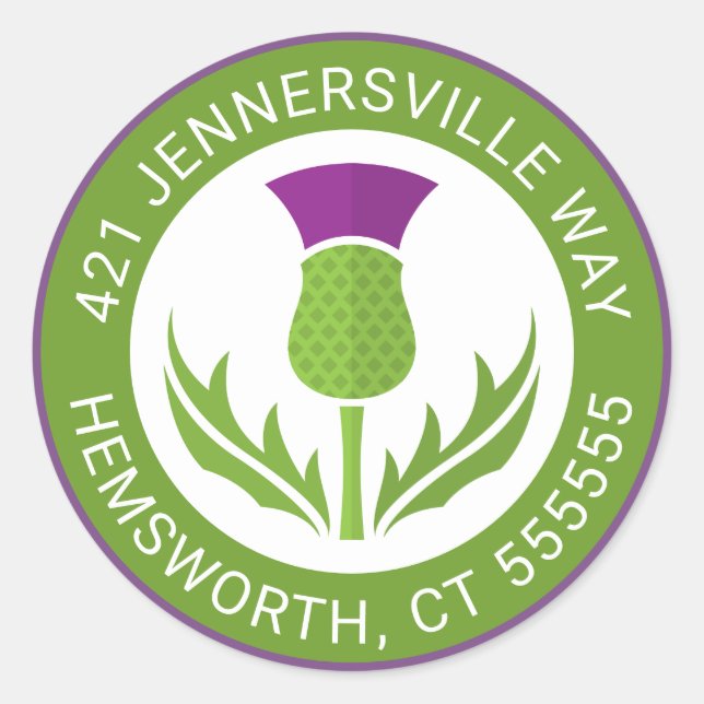 Text hinzufügen | Thistle Address Runder Aufkleber (Vorderseite)