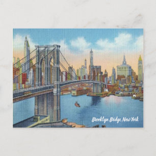 Text hinzufügen. Vintage Brooklyn Bridge. Postkarte