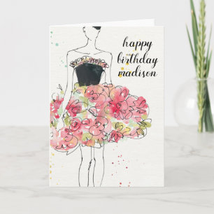 Text hinzufügen Wild Apple Glamour Floral Dres Karte