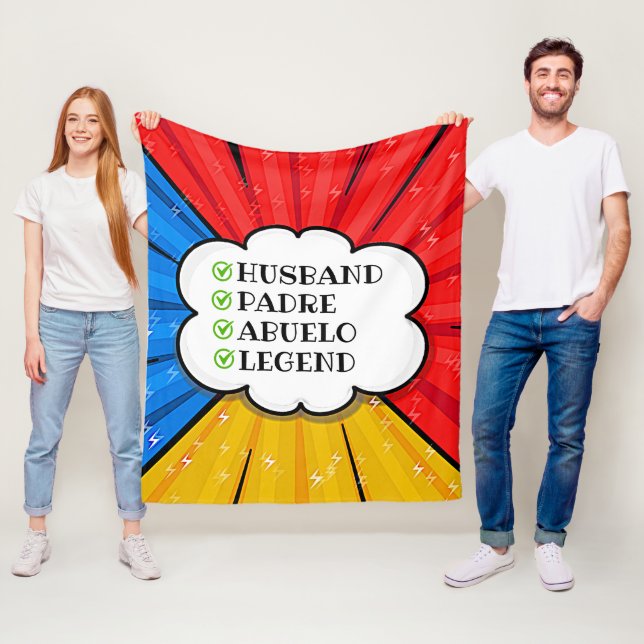 TEXT Husband Padre Abuelo Legend Comic ändern Fleecedecke (Beispiel)