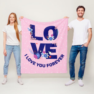 Text I LIEBE IHNEN für immer Weiße Sterne rosa  Fleecedecke