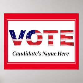 Text in den Farben der Fahnen, den Namen des roten Poster