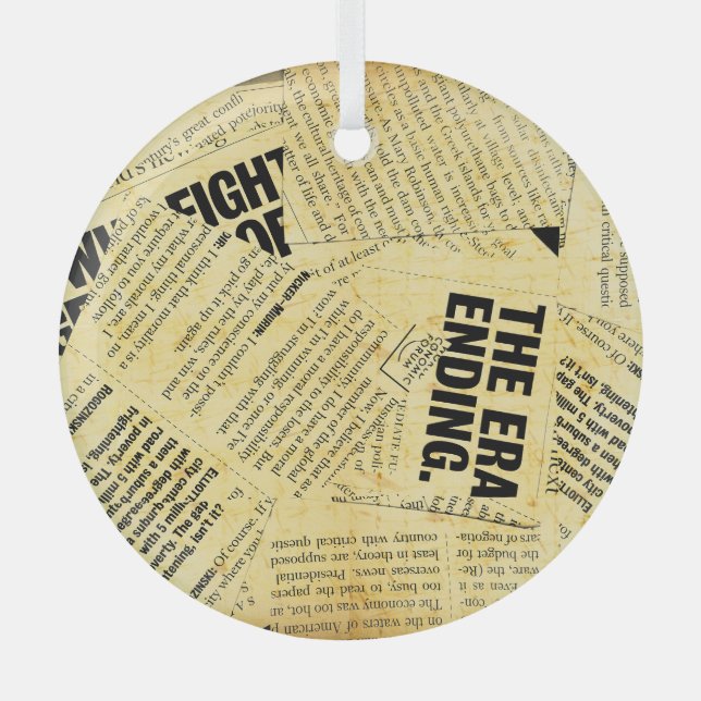 Text in Zeitungen mit altem Papier Ornament Aus Glas (Vorderseite)