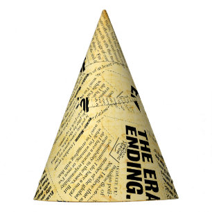 Text in Zeitungen mit altem Papier Partyhütchen
