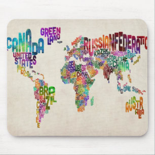 Text-Karte der Welt Mousepad