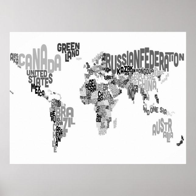 Text-Karte der Welt Poster (Vorne)