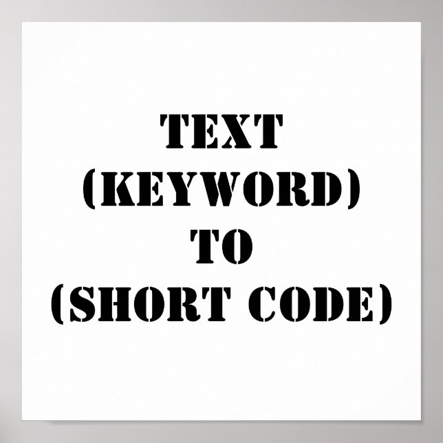 TEXT (KEYWORD) BIS (KURZER CODE) POSTER (Vorne)