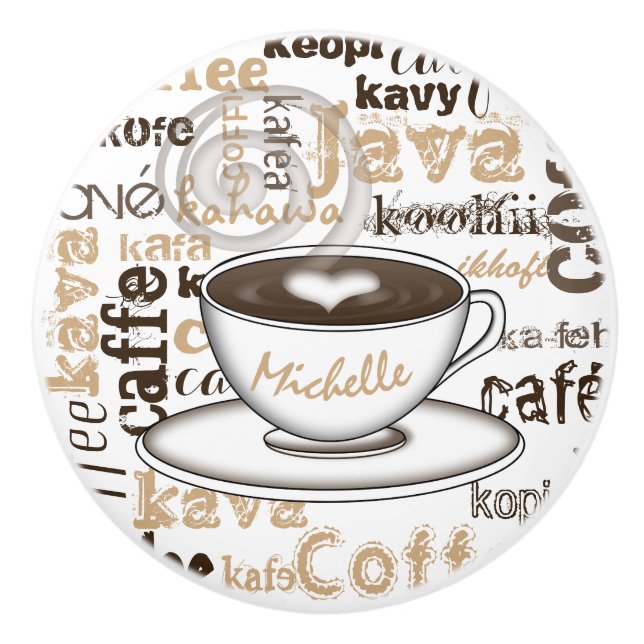 Text-Kunst-Kaffeetasse-Muster-Name Keramikknauf (Vorderseite)