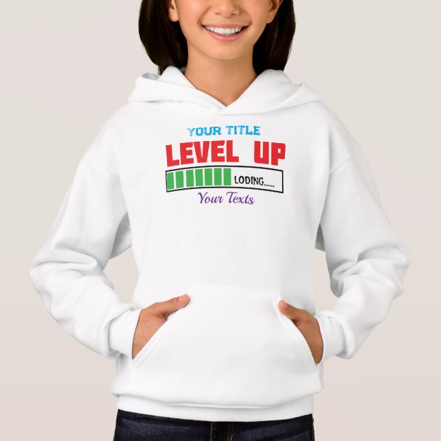 Text 'Level Up' mit grünem Ladefortschritt Hoodie (Vorderseite)