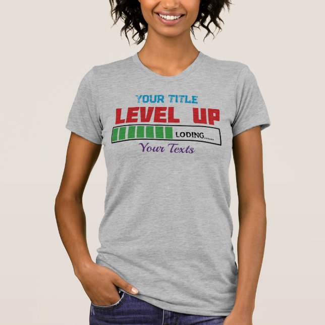 Text 'Level Up' mit grünem Ladefortschritt T-Shirt (Vorderseite)