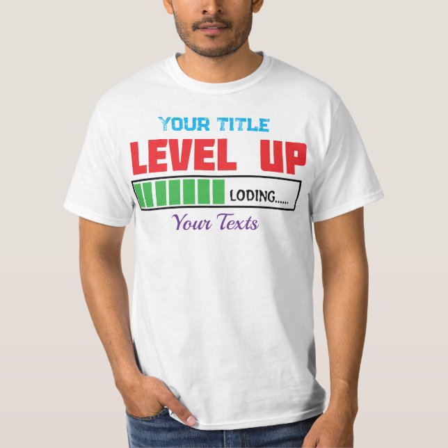 Text 'Level Up' mit grünem Ladefortschritt T-Shirt (Vorderseite)