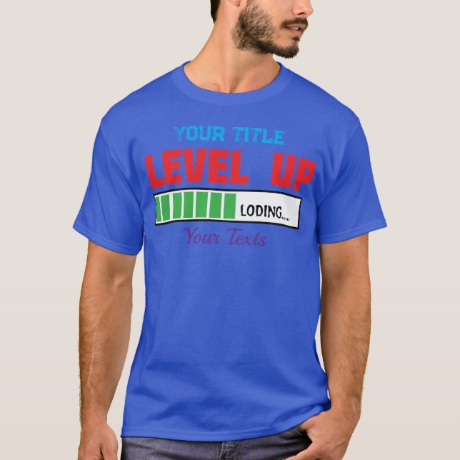 Text 'Level Up' mit grünem Ladefortschritt T-Shirt (Vorderseite)