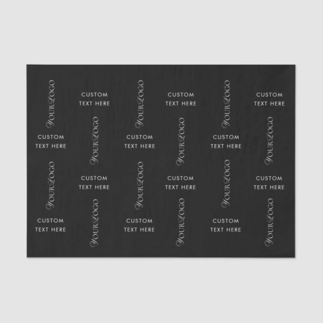 Text Logo Custom Business Company Schwarzer Hinter Seidenpapier (Vorderseite)