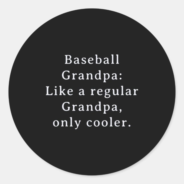Text Lustiger Opa Baseball Runder Aufkleber (Vorderseite)
