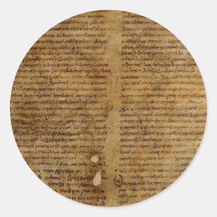 Text mit antiken Schriften, altes Papier Runder Aufkleber