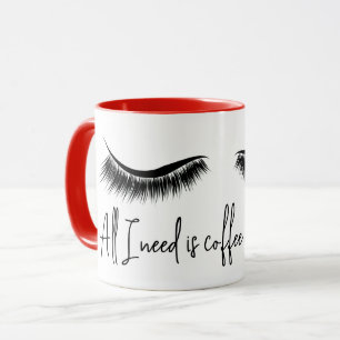 Text mit Eyelashes Tasse