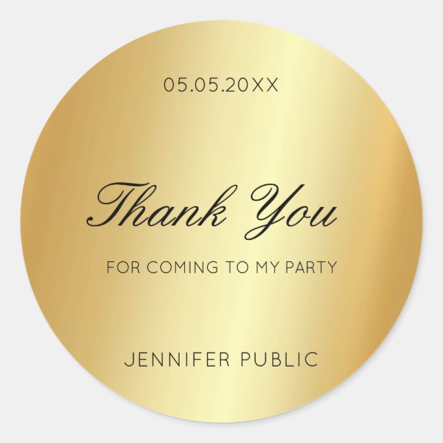 Text mit Gold Hand Vielen Dank Glamour Vorlage Runder Aufkleber (Vorderseite)