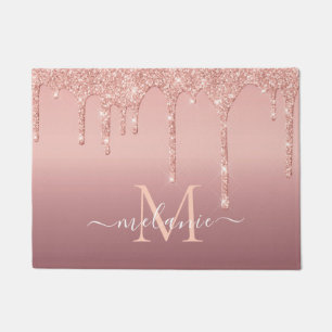 Text-Rose für Monogramm: Farbblindfarbiger Glitzer Fußmatte