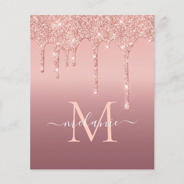 Text-Rose für Monogramm: Gold Blush Glitzer Flyer (Vorne)