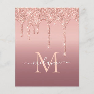Text-Rose für Monogramm: Gold Blush Glitzer Flyer