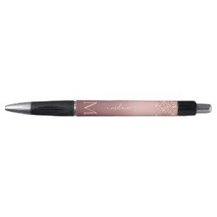 Text-Rose für Monogramm: Goldener Glitzer-Pen Kugelschreiber