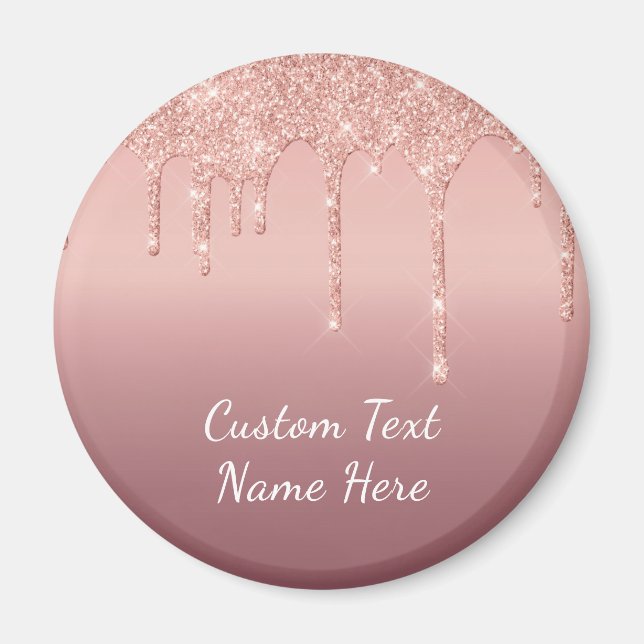 Text Rose Gold Blush Glitzer Sparkle Tropfen Hochz Magnet (Vorne)