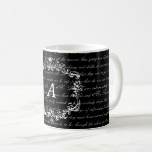 Text-Schwarzweiss-Monogramm-Tasse Janes Austen Tasse