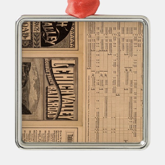 Text-Seite der Lehigh Tal-Eisenbahn Silbernes Ornament (Vorne)