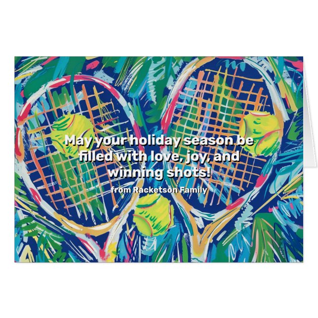 🎾 🎄 Text, Tennis Holiday Tennis Cheer (Vorderseite (Horizontal))