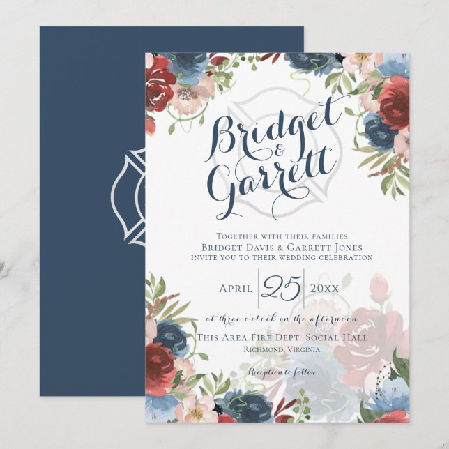 Text und Einladung des Feuerwehren-Designers (Vorne/Hinten)