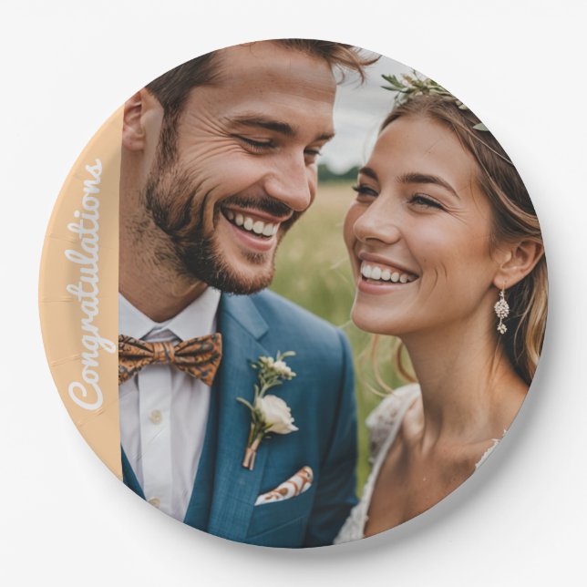 Text und Foto benutzerdefiniertes personalisiertes Pappteller (Vorderseite)