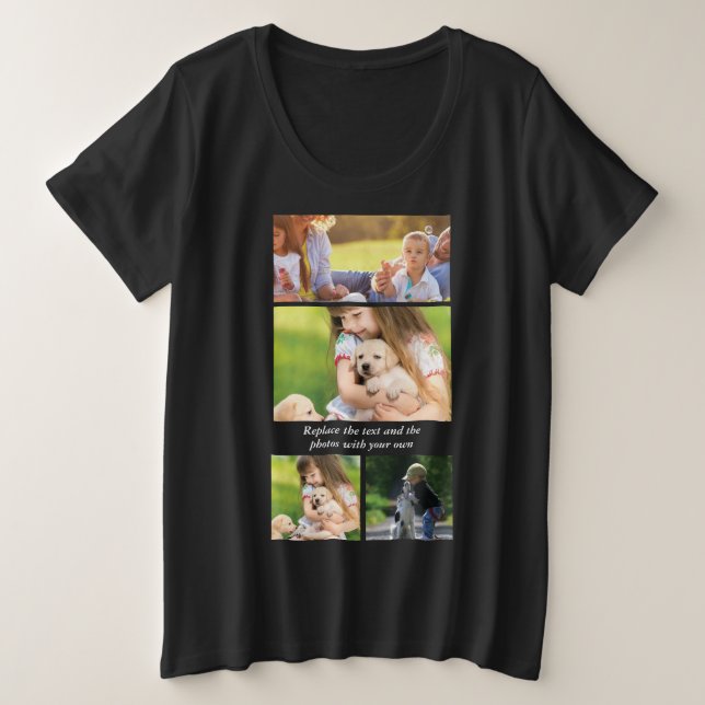 Text und Fotos durch eigene Große Größe T-Shirt (Design vorne)