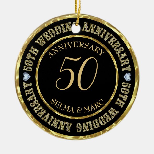 Text und Herz von Gold-Glitzer Keramik Ornament (Vorne)