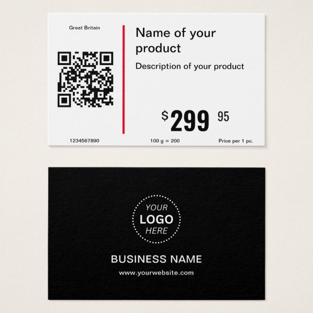 Text und QR-Code für einfache Firmenlogos (Vorne & Hinten)