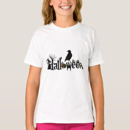 Text- und Schwarzweißkeil-Halloween-Illustration T-Shirt