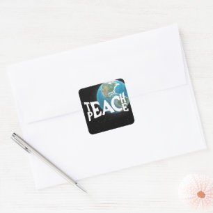 Text und Sterne "Teach Peace" Quadratischer Aufkleber