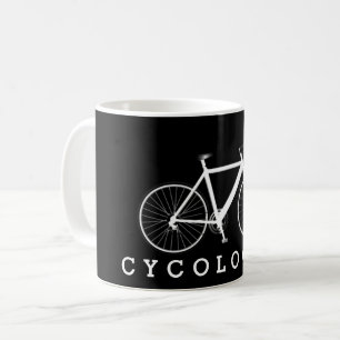 Text und weißes Fahrrad von CYCOLOGIST Kaffeetasse