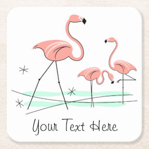 Text-Untersetzer des Flamingo-Trio-2 Rechteckiger Pappuntersetzer