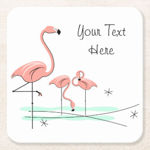Text-Untersetzer des Flamingo-Trio-4 Rechteckiger Pappuntersetzer